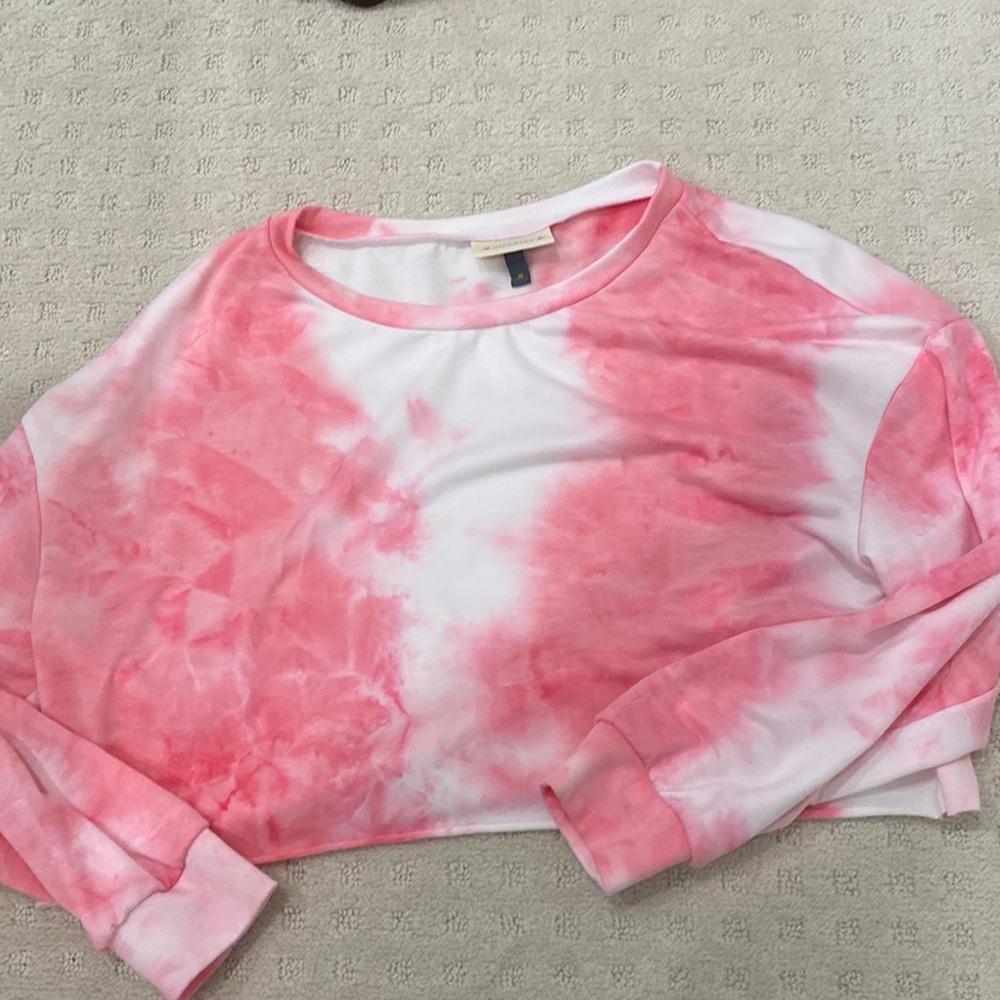Cropped Pink Tie Dye Sweatshirt